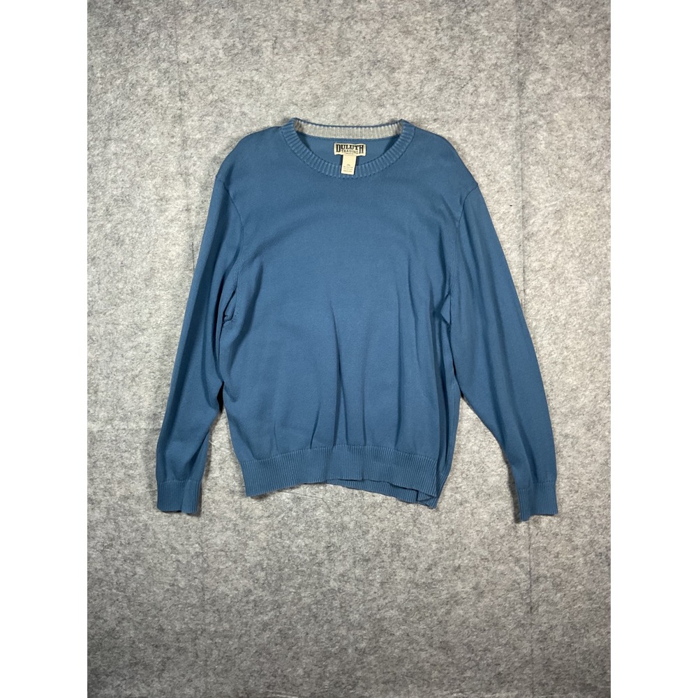 Duluth Trading Co Mens Blue Long Sleeve Crew Neck Sweater 2XL Cotton Blend